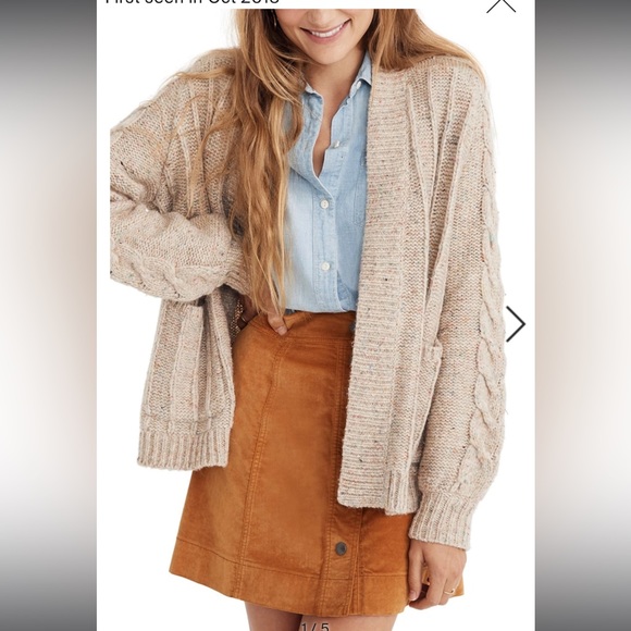Madewell Sweaters - Madewell Bubble Sleeve cable knit wool Alpaca Blend Cardigan Sweater Donegal XS